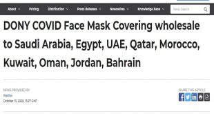 DONY COVID Face Mask Covering wholesale to Saudi Arabia, Egypt, UAE, Qatar, Morocco, Kuwait, Oman, Jordan, Bahrain