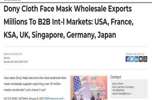 Dony Cloth Face Mask Wholesale Exports Millions To B2B Int-l Markets: USA, France, KSA, UK, Singapore, Germany, Japan