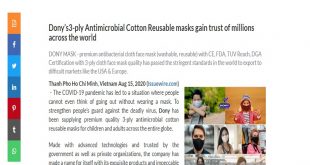 Dony’s3-ply Antimicrobial Cotton Reusable masks gain trust of millions across the world