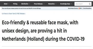 Eco-friendly & reusable face mask, with unisex design, are proving a hit in Netherlands (Holland) during the COVID-19