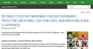 Reusable Cloth Face Mask Made For USA: Fashionable, Protective, Breathable, Soft Ear Loops, Non-irritating (FDA & CE Approved)