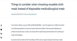 Things to consider when choosing reusable cloth mask instead of disposable medical/surgical mask