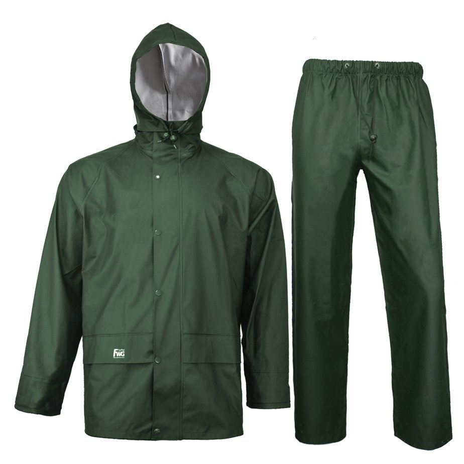 - 3 Pieces Heavy Duty Workwear Waterproof Rain Suit Jacket With Pants