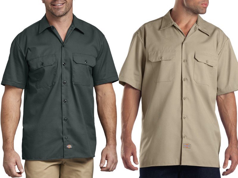 A traditional option for delivery outfits is button-up shirts.