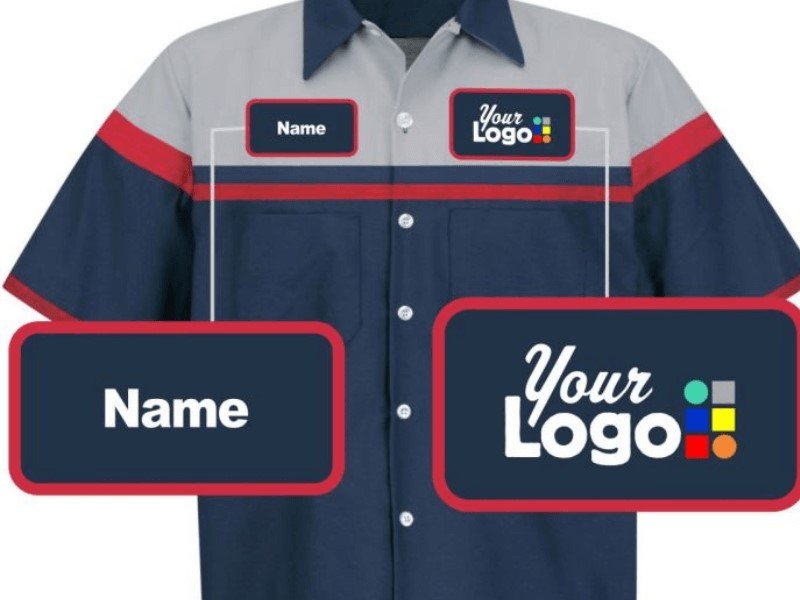 Customized uniforms can include the company's logo, slogan, and color scheme