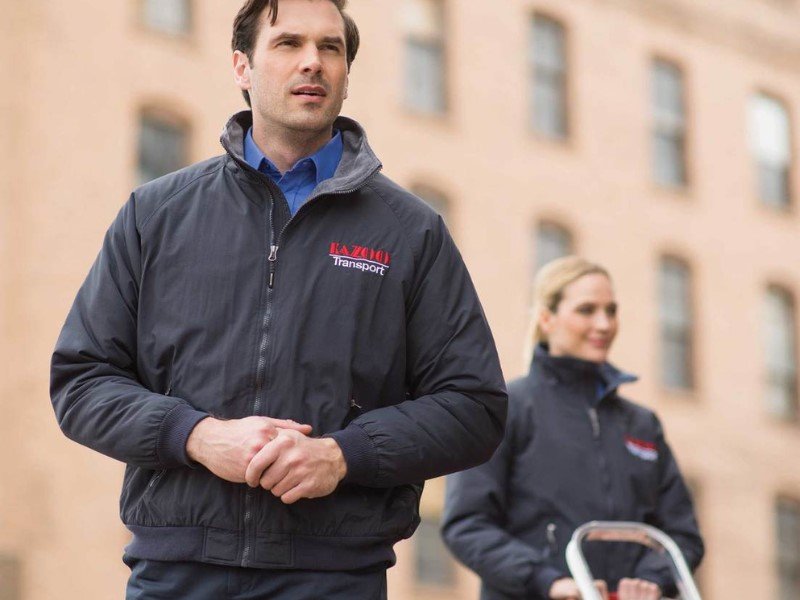 In colder climes, windbreakers are a great option for delivery drivers.