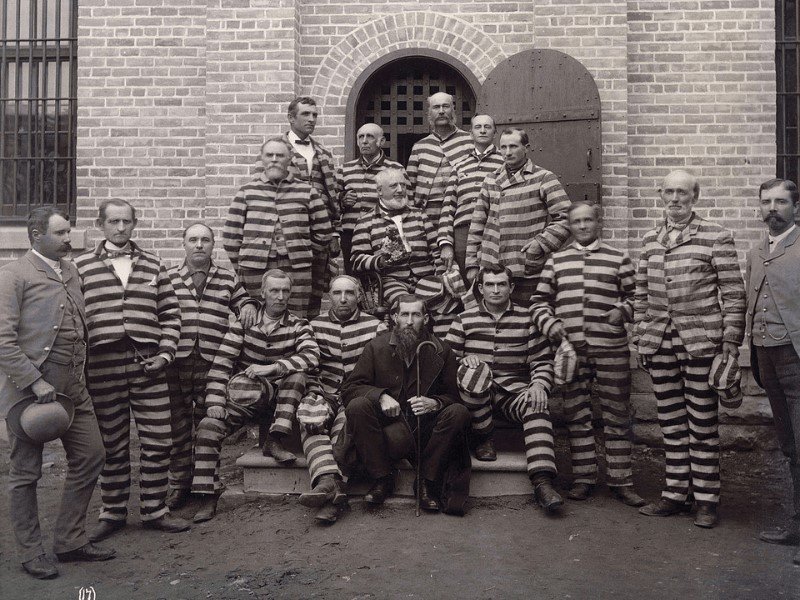 The first prison uniforms were made of black and white stripes