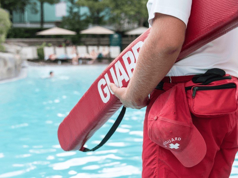 The necessities of a lifeguard are catered for by a tailored lifeguard outfit.